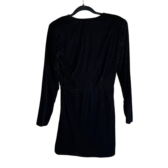 The Kooples Velvet Black Faux Wrap Mini Dress Long Sleeve Size 6 Cocktail Party - Picture 13 of 16